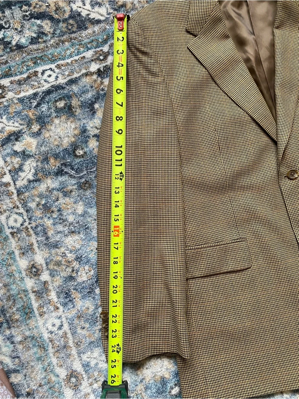 Lauren Ralph Lauren Vintage Silk Wool Houndstooth Blazer 42R